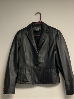 Rena Rowan Black Leather Blazer Jacket